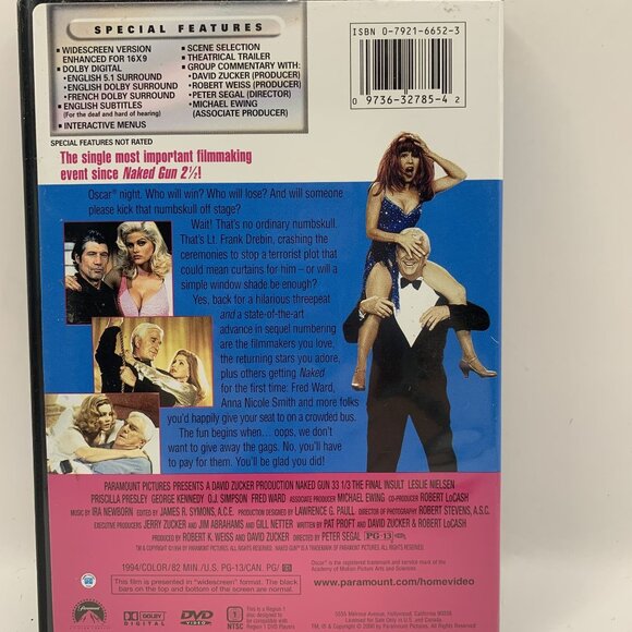 The Naked Gun 33 1/3 - the Final Insult DVD Rated PG-13 Paramount Widescreen - Picture 2 of 4
